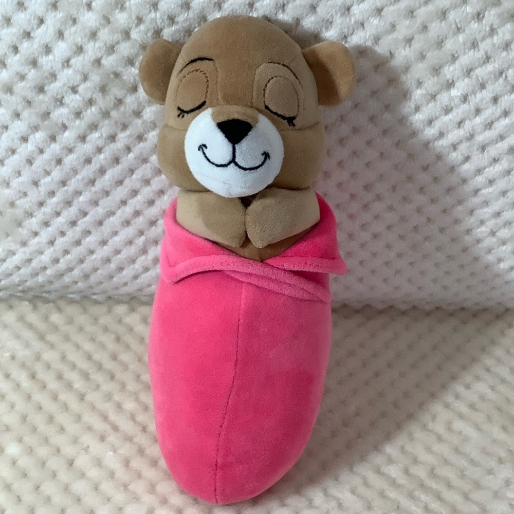 Unbranded Cute Pink Swaddled Plush Tan Bear Stuffed Animal Toy